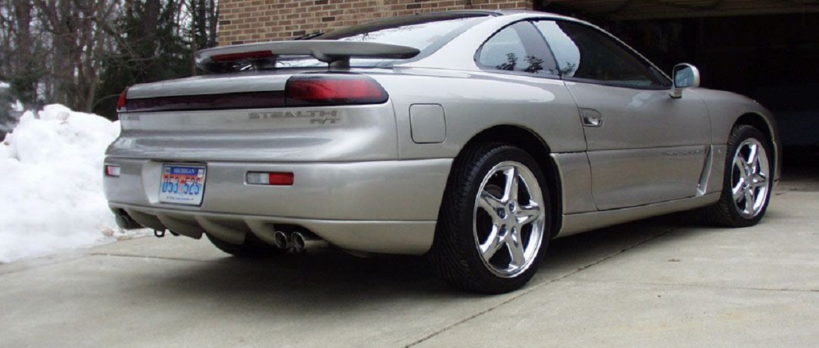 Rear end of silver Dodge Stealth